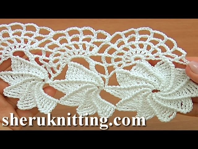 Crochet Spiral Flower Lace Worked in Rows Tutorial 23 Part 1 of 2