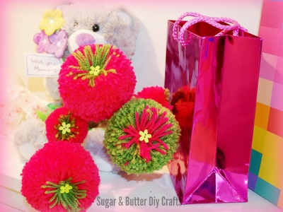 Diy Crafts Projects : How to make Pom Pom Flowers home deco.gift idea