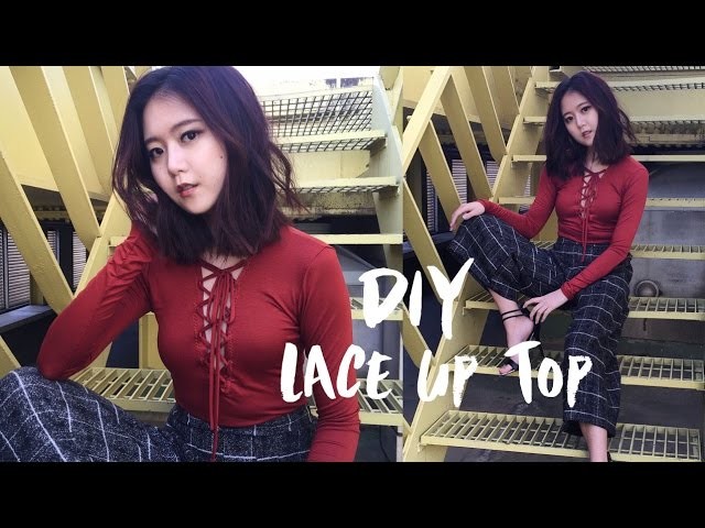 DIY Deep-V Lace Up Top (Korean Sub)