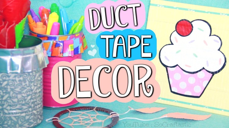 DIY Duct Tape Room Decor. Ruffle Pencil Holder, Painting, & Dream Catcher How To