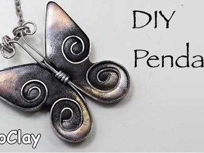 DIY Flat wire  butterfly pendant - Polymer clay tutorial