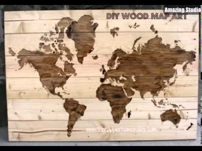 DIY Wooden World Map Wall Art