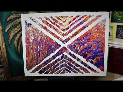 How to ADD PATTERN to FLUID PAINTING With Masking Tape - Abstract Painting Technique