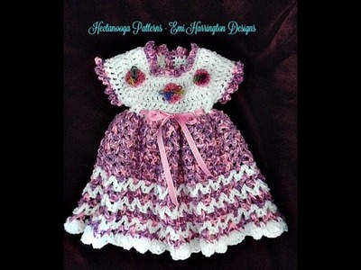 How to crochet a baby dress -MARCIE dress, and free crochet pattern (Video #1234)