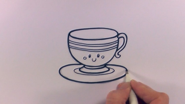 How to Draw a Cartoon Tea Cup and Saucer