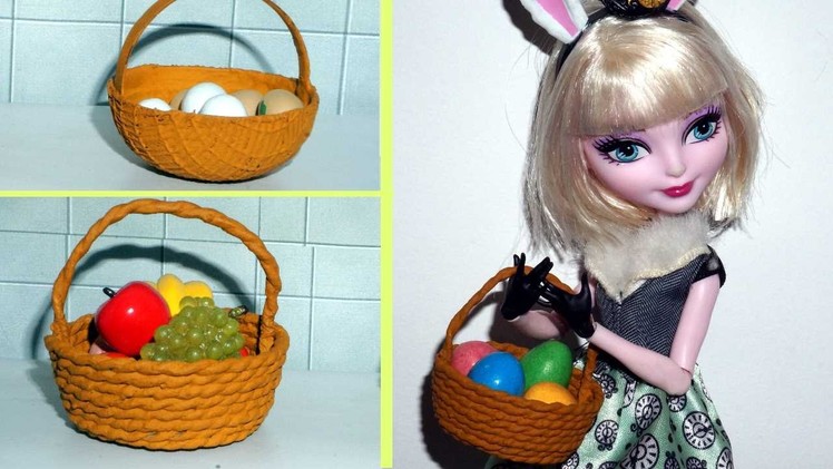 How to make a miniature doll Easter Basket for Barbie, Monster High, Frozen. 