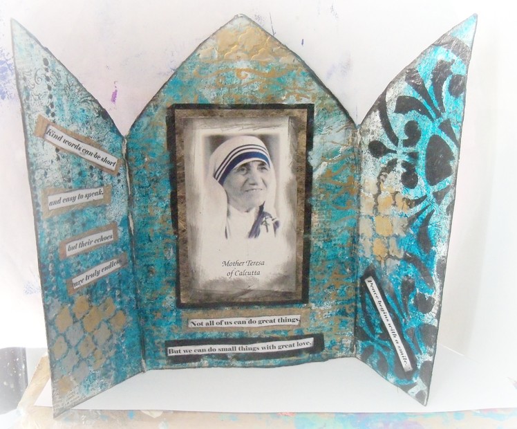 #IC-Woman's history month video hop. Mother Teresa of Calcutta. How to make a mixed media Triptych