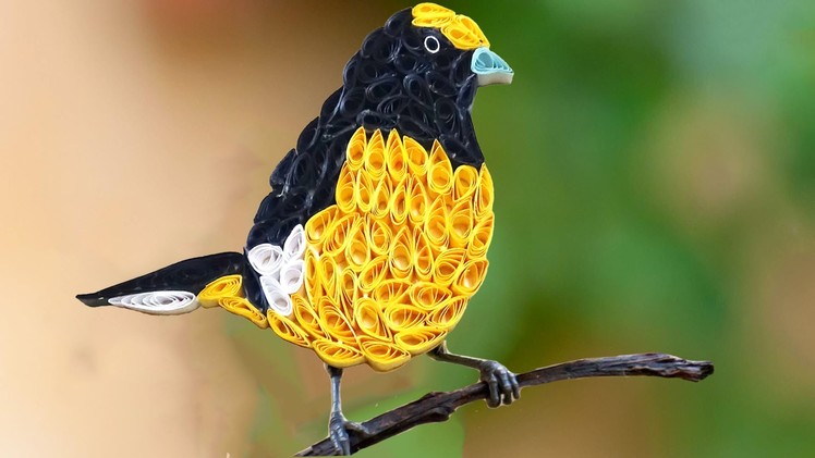 Paper Quilling; How to make Beautiful Yellow Bird design using Paper Art Quilling -QuillingMade Easy