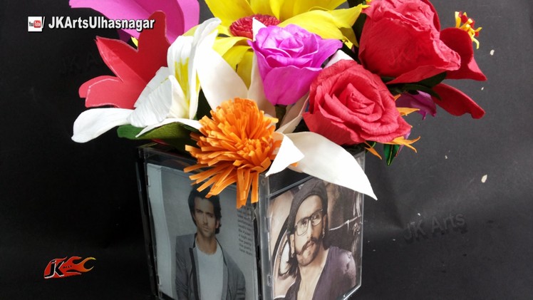 Photo frame Flower Vase out of DVD.Cd Cases | How to make best out of waste  | JK Arts 894
