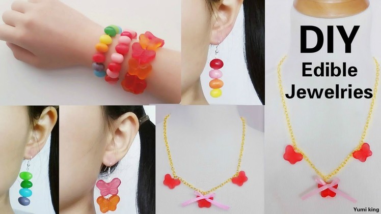 3 DIY Edible Jewelries: DIY Gummy Earing&Necklace+Jelly Beans Bracelace&Earing+CandyClub Unboxing