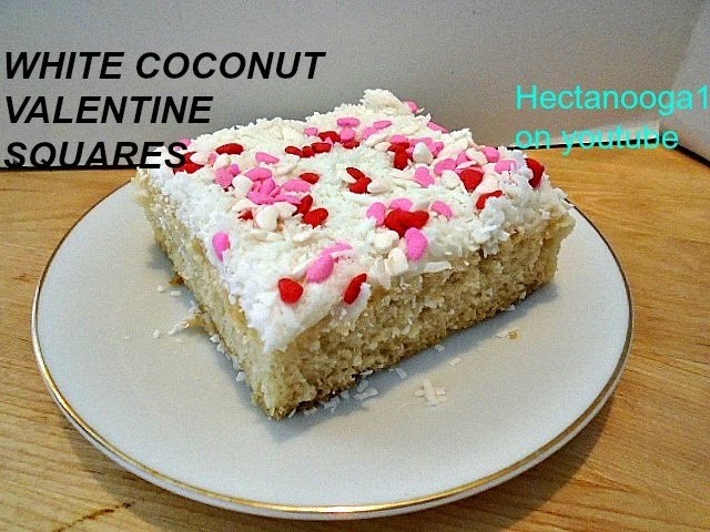 Coconut Valentine Squares, vegan recipe, 7 ingredient cake, Easy minimalist baking.
