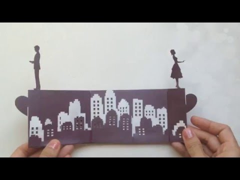 Long Distance Love Story Pop Up Card Tutorial, Valentine's Day Kirigami | Free Pattern
