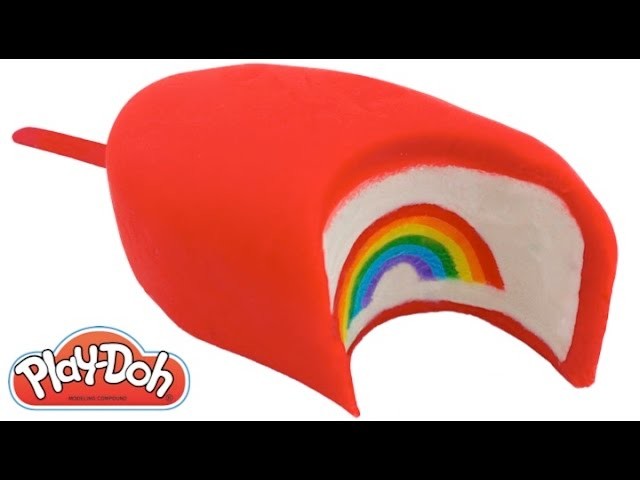 Play Doh How to Make a Giant Rainbow Ice Cream Popsicle DIY RainbowLearning