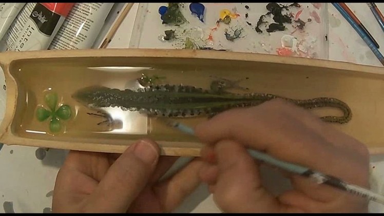 3D goldfish Painting a Lizard in Clear Resins