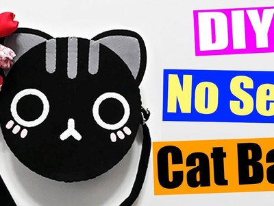 DIY Felt Cat Bag - How to make Animal Face Bag (NO SEW)