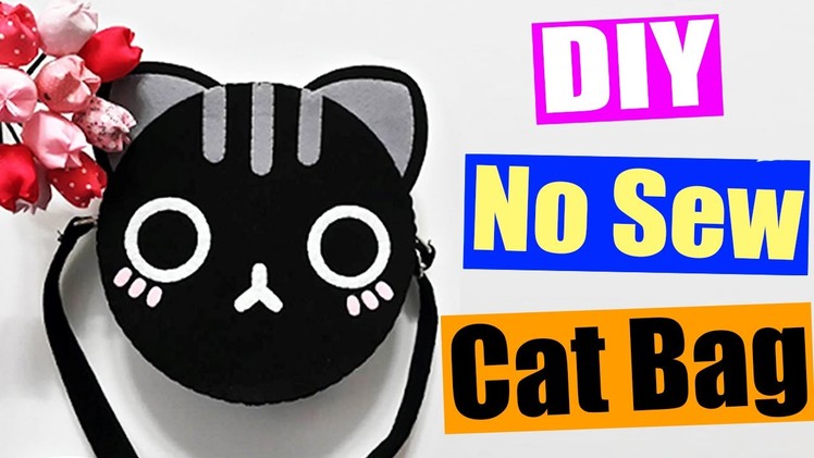 DIY Felt Cat Bag - How to make Animal Face Bag (NO SEW)