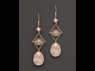 Toggle Dangle Earrings with Angelite Stone Beads - Jewelry Making + Tutorial .