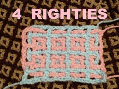 Beautiful Reversible Squares Pattern 4 Scarf.Blanket.Dishcloth.Washcloth  (4 Righties)