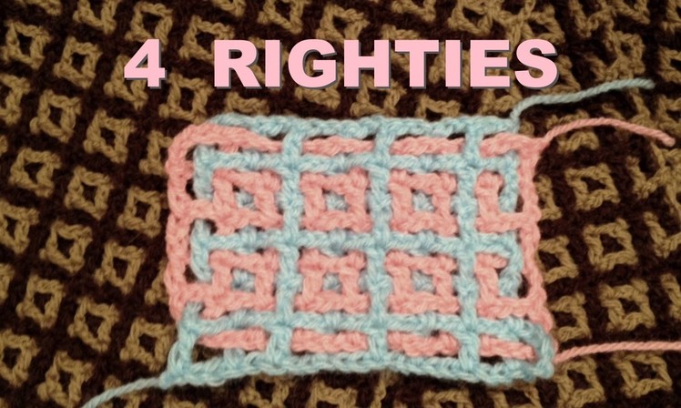 Beautiful Reversible Squares Pattern 4 Scarf.Blanket.Dishcloth.Washcloth  (4 Righties)