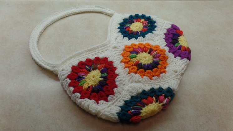 How To #Crochet 8 Granny Square Handbag Purse #TUTORIAL #306