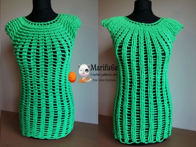 How to crochet easy two side top tunic free tutorial pattern by marifu6a