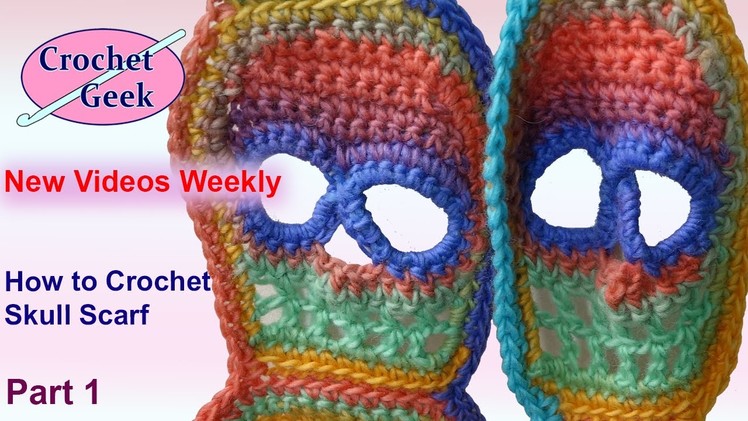 How to Crochet Skull Scarf - Day of the Dead Part 1