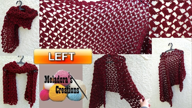 Offset shell crochet shawl - Left Handed Crochet Tutorial