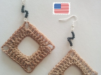 Crochet empty square earrings
