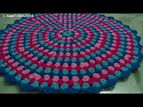 How to crochet a round granny rug part 3 of 3-Learn to crochet in Tamil By Nagu's  Handwork