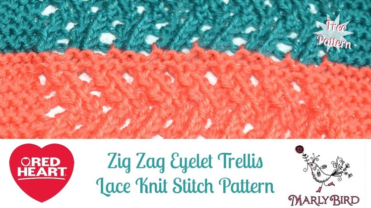 Learn to Knit Zig Zag Eyelet Trellis Lace Knit Stitch Pattern