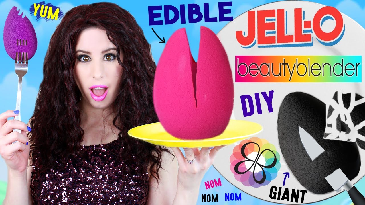 DIY EDIBLE Jello Beauty Blender | EAT A GIANT Jello Pudding Beauty Blender | EATABLE Makeup Sponges!