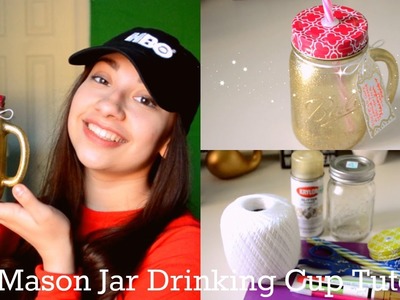 ~ DIY Glitter Mason Jar Drinking Cup Tutorial  ~ | Maddy Land