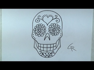 Learn How To Draw and Color A Sugar Skull -- Part 1 -- iCanHazDraw!