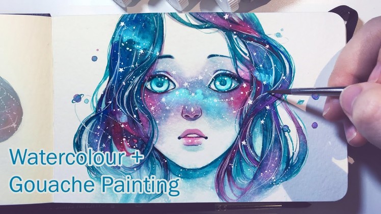 Starred Freckles - Watercolor + Gouache Painting Timelapse
