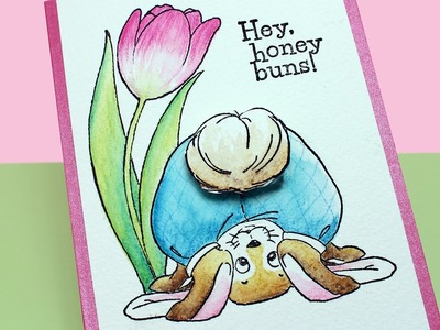 Watercolor Pencils, Tulips - and a cute bunny butt!