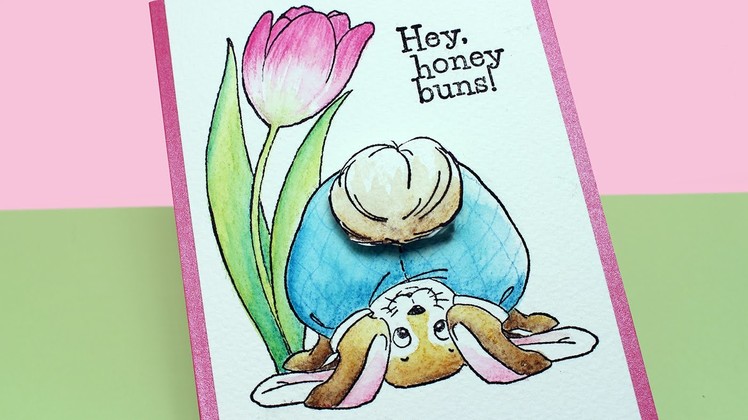 Watercolor Pencils, Tulips - and a cute bunny butt!