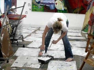 MG Stout In the Studio:  Barefoot and Painting