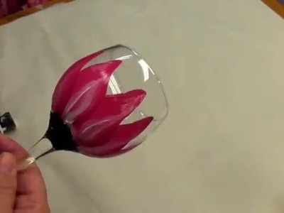 Painting Glass Video Painting a Pink Flower on a Wine Glass
