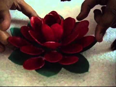 Plastic spoon floating lotus flower