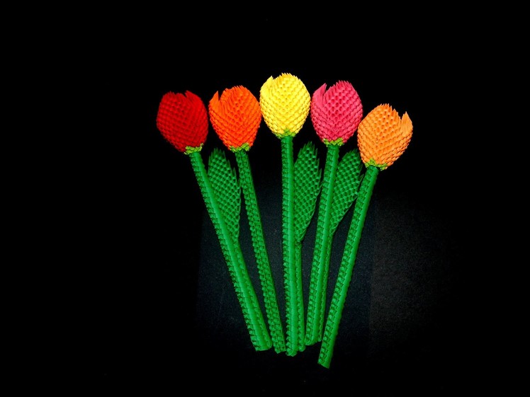 3D origami flower tutorial (3d origami tulip 1)