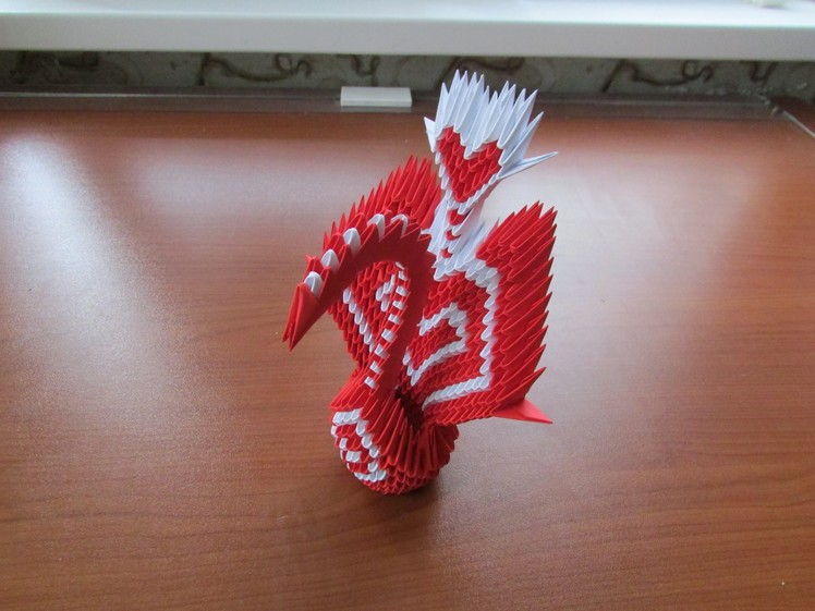 3D Origami Heart Peacock Tutorial