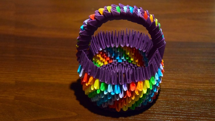 3D origami Rainbow Easter basket for eggs of paper tutorial