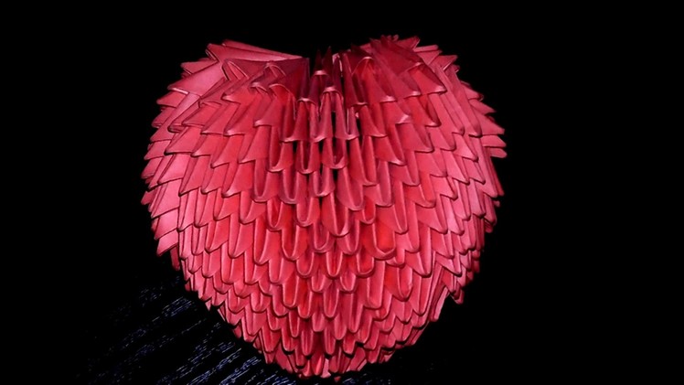 3D origami valentine 3D heart volume tutorial (instruction)