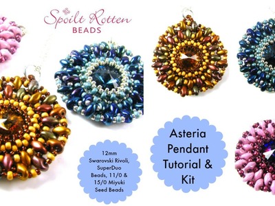 Asteria Pendant with 12mm rivoli, superduos, 11.0 and 15.0 seed beads