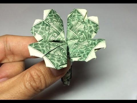 Dollar origami clover (preview), 4 leaf clover, shamrock, heart origami