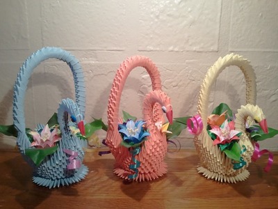 How to make 3D origami swan basket