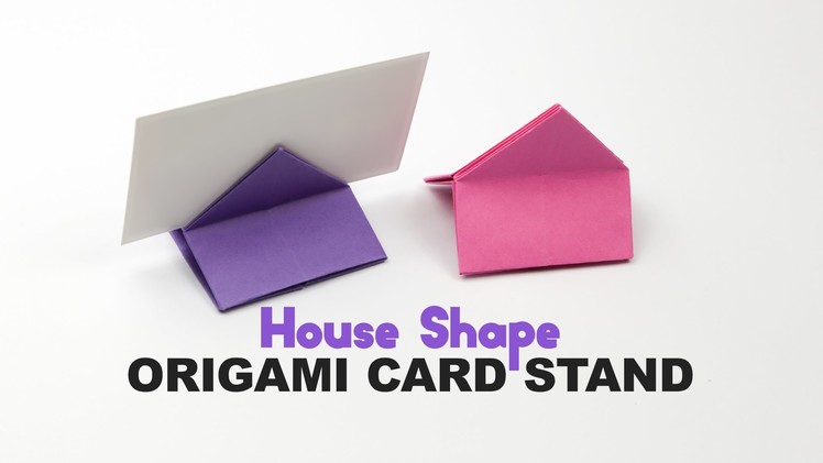 Origami Square. House Shaped Card Stand Tutorial