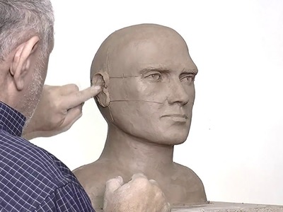 Alexander Cherkov demonstrates male head sculpture of clay - step by step