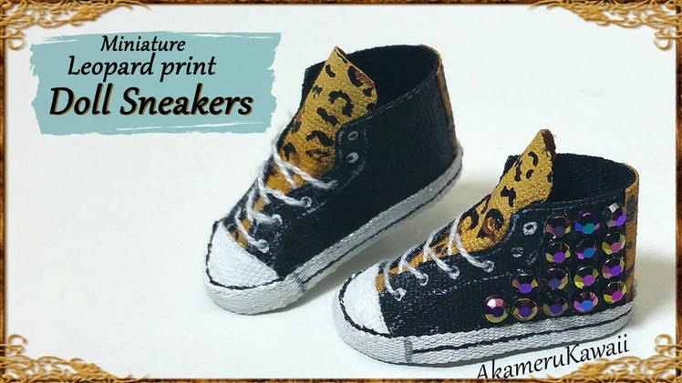 Miniature Leopard Doll Sneakers - Polymer Clay.Fabric Tutorial