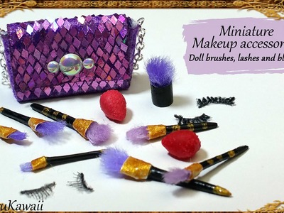 Miniature Makeup accessories; Brushes, Beauty blenders & False lashes - Polymer Clay Tutorial